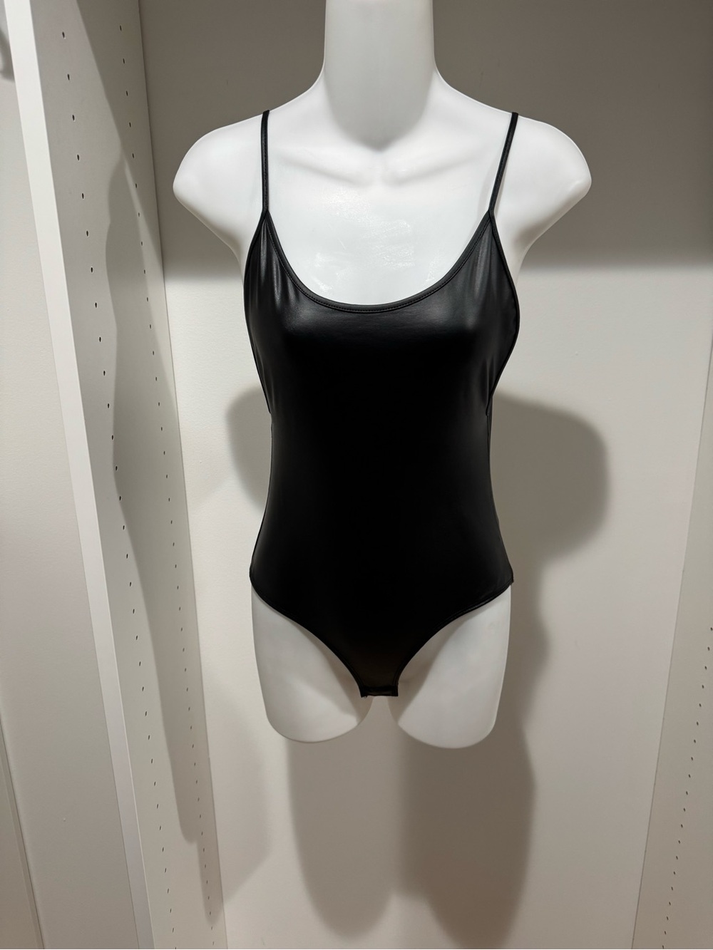 Bear Dance Black Faux-Leather One-Piece Swimsuit